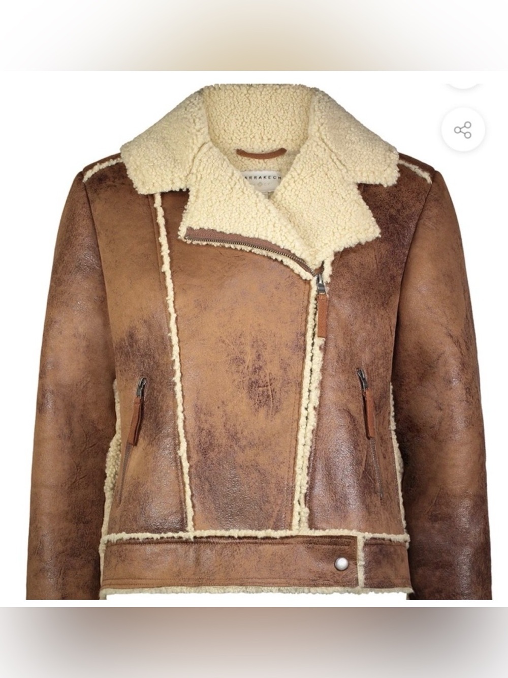 Marrakech Brown Faux-Shearling Aviator Jacket